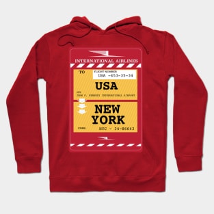 New York City Plane Ticket Hoodie